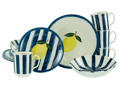Creatable Kombiservice Summer Stripes Blau Blau, Gelb, Grauweiß