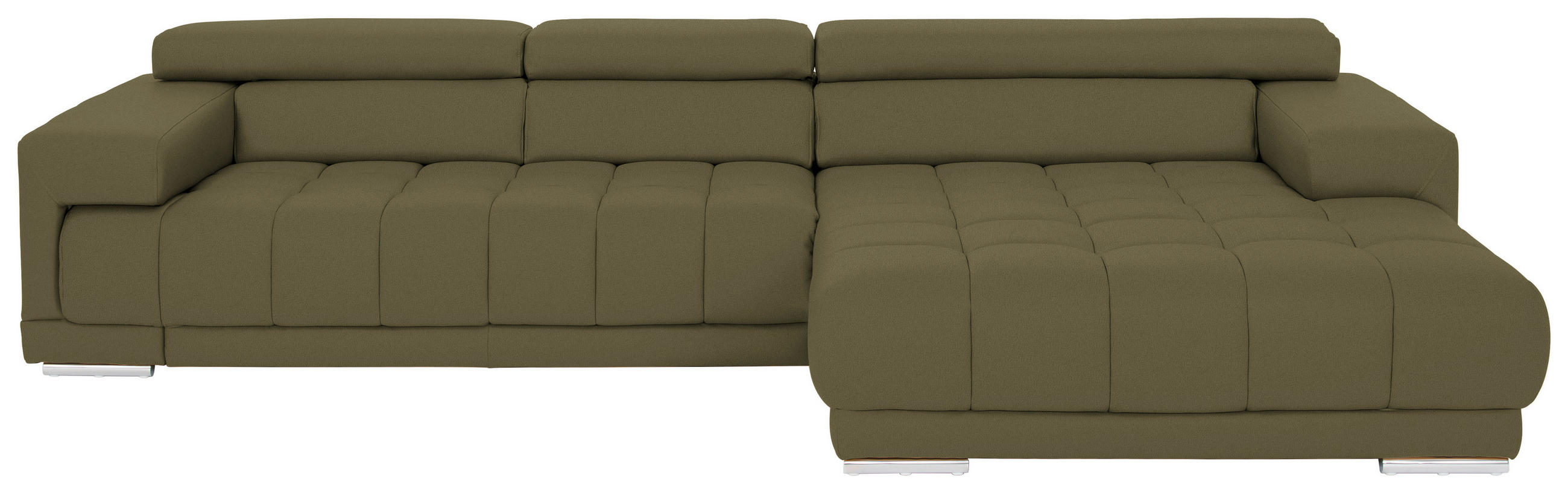 ECKSOFA in Echtleder Grün  - Chromfarben/Grün, Design, Leder/Metall (330/190cm) - Beldomo Speed