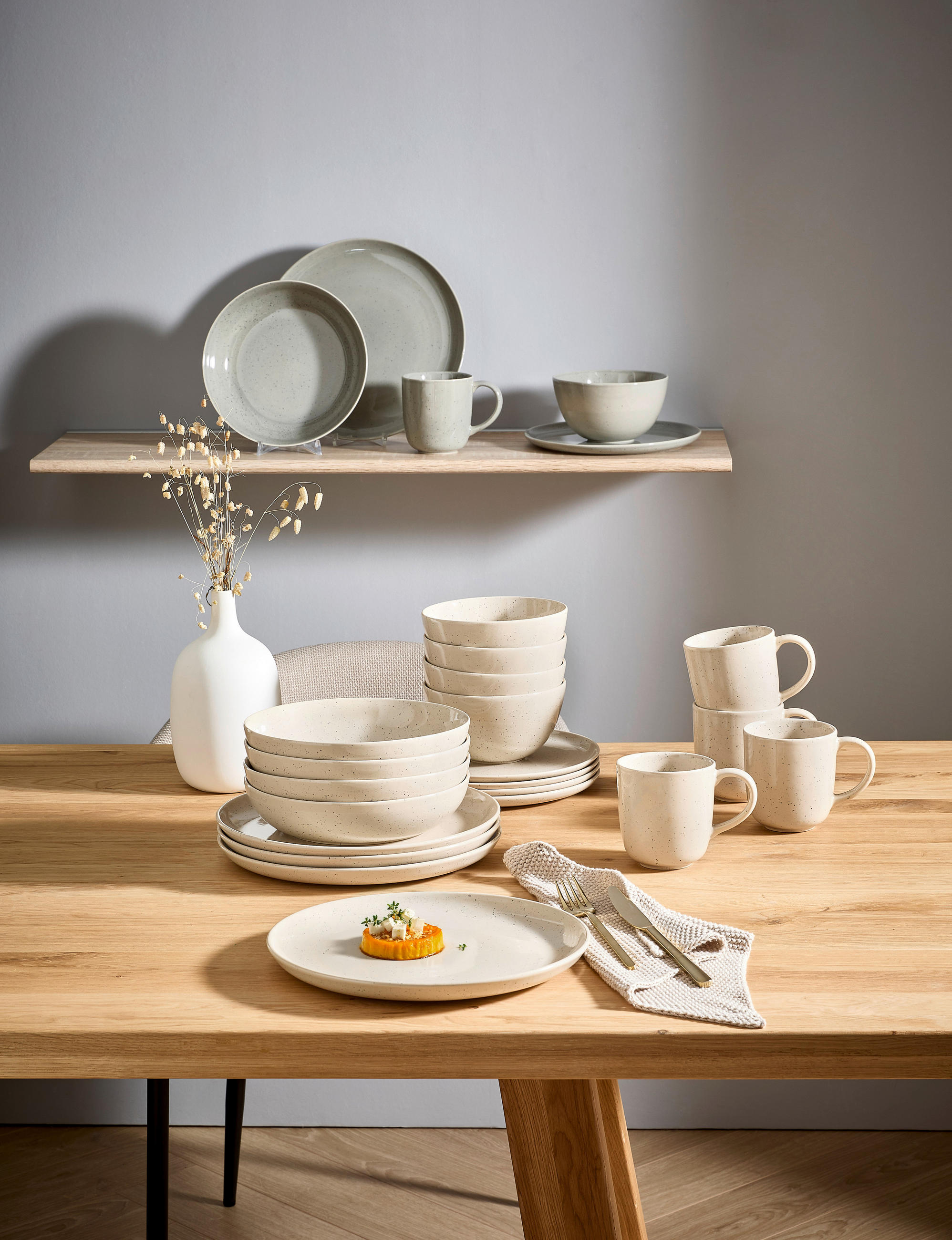 KOMBISERVICE Grauweiß Stilo 20-teilig 4 Personen  - Grauweiß, Trend, Keramik (29,5cm) - ASA