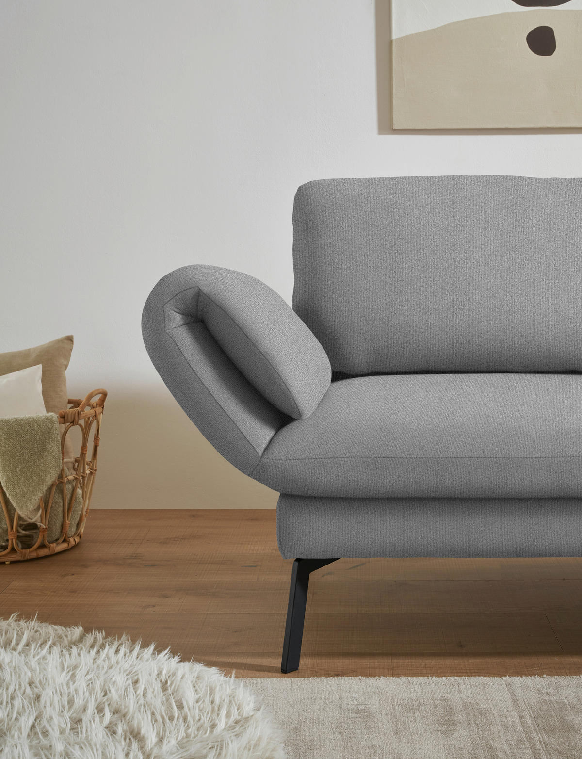 ECKSOFA  in Flachgewebe Hellgrau  255-365/175-224 cm  - Hellgrau/Schwarz, Design, Textil/Metall (255-365/175-224cm) - Dieter Knoll