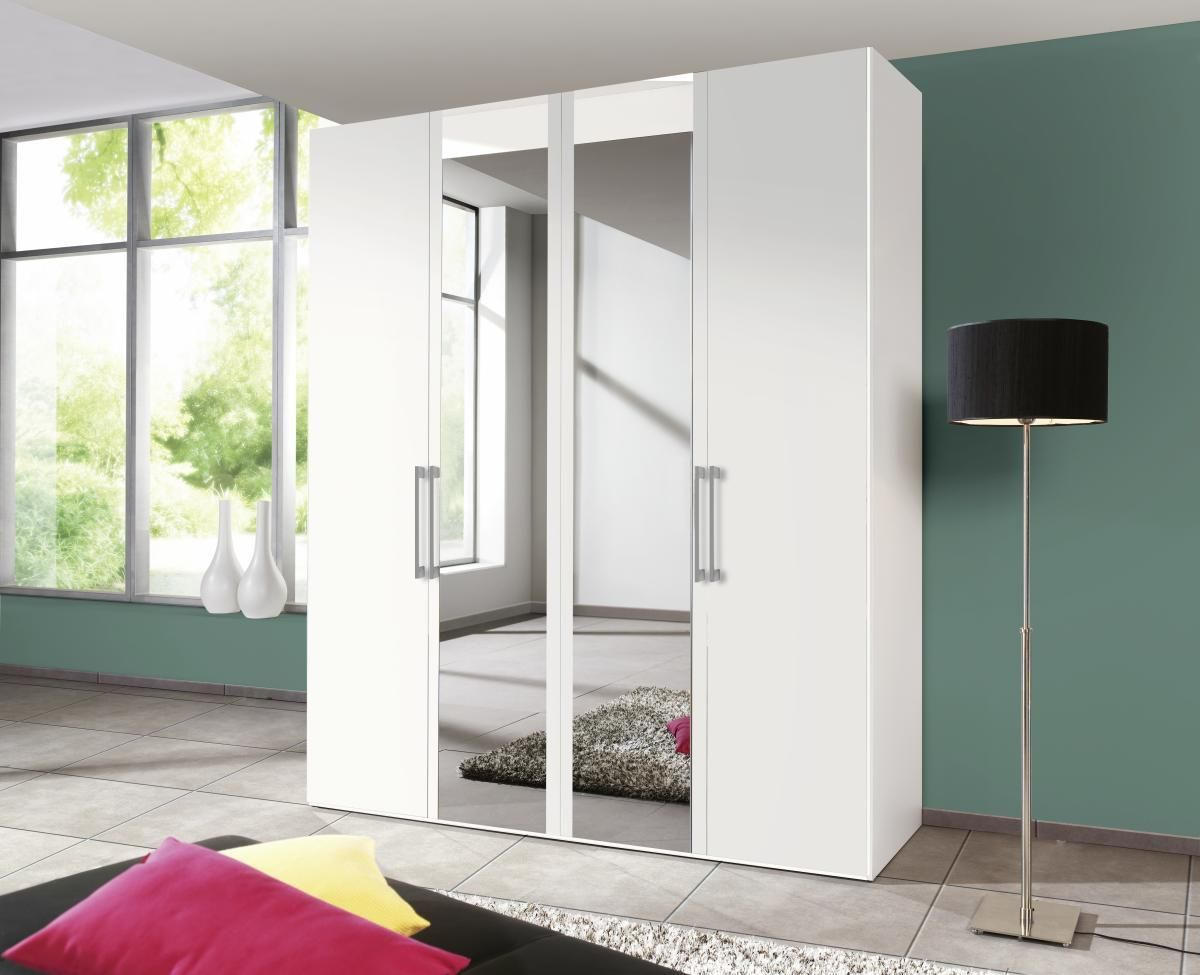 DREHTÜRENSCHRANK 4-türig Weiß  - Alufarben/Weiß, Design, Glas/Holzwerkstoff (200/236/58cm) - Hom`in