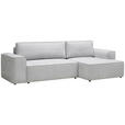 ECKSOFA in Plüsch Grau  - Blaugrau/Schwarz, Design, Kunststoff/Textil (288/152cm) - Xora
