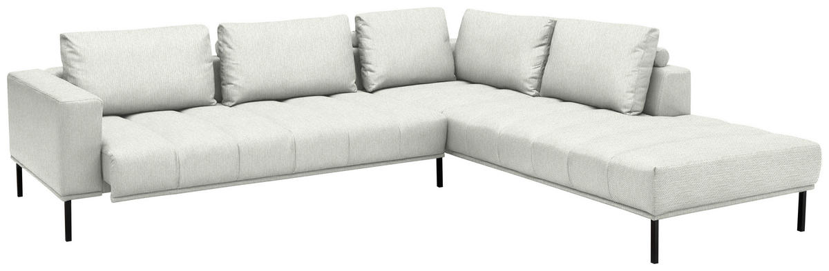 ECKSOFA  in Flachgewebe Weiß  308/270 cm  - Schwarz/Weiß, Design, Textil/Metall (308/270cm) - Pure Home Lifestyle