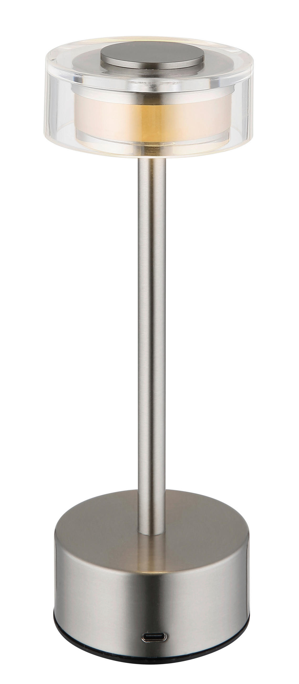 AKKU-TISCHLEUCHTE - Klar/Opal, Design, Kunststoff/Metall (8/23,5cm) - Globo