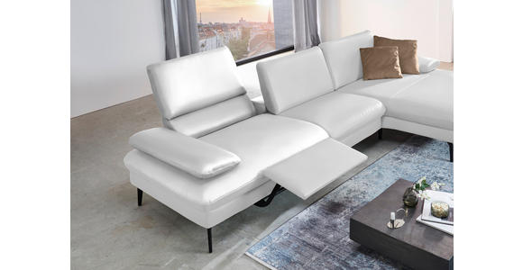 ECKSOFA in Echtleder Weiß 325/157 cm - Schwarz/Weiß, Design, Leder/Metall (325/157cm) - Dieter Knoll
