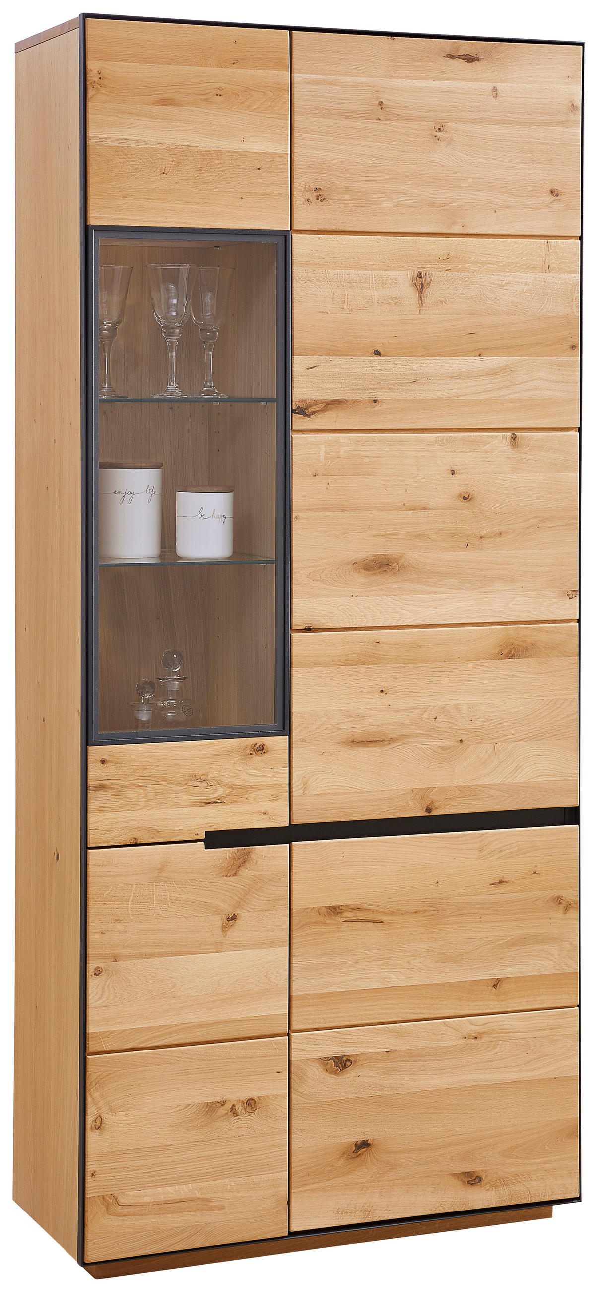 VITRÍNA, divoký dub, antracitová, farba duba, 89/200/38 cm - farba duba/antracitová, Natur, kov/drevo (89/200/38cm) - Linea Natura