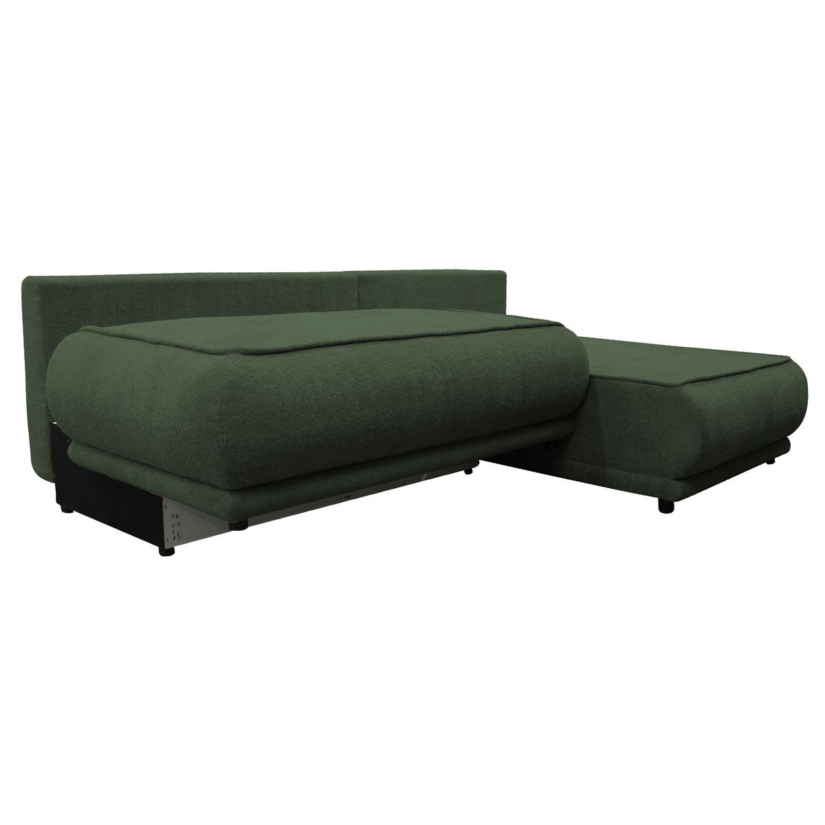 ECKSOFA  PAROS Dunkelgrün Bouclé  - Dunkelgrün/Schwarz, Design, Kunststoff/Textil (277/179cm) - MID.YOU