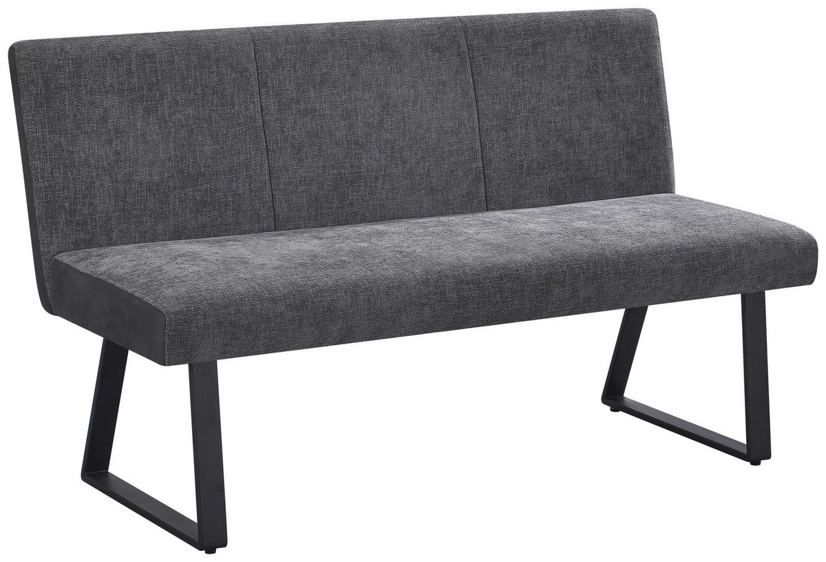 SITZBANK 140/86/61 cm Webstoff, Mikrofaser Grau, Schwarz  - Schwarz/Grau, KONVENTIONELL, Textil/Metall (140/86/61cm) - Carryhome