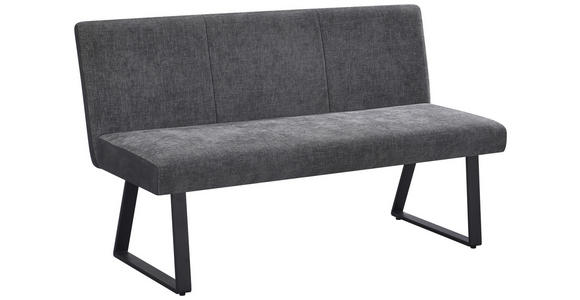 SITZBANK 140/86/61 cm Webstoff, Mikrofaser Grau, Schwarz  - Schwarz/Grau, KONVENTIONELL, Textil/Metall (140/86/61cm) - Carryhome