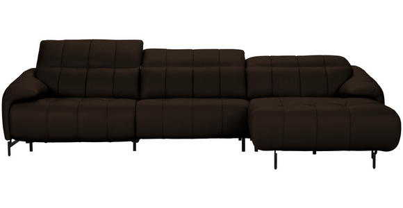 ECKSOFA  in Echtleder Dunkelbraun  313/165 cm  - Dunkelbraun/Schwarz, Design, Leder/Metall (313/165cm) - Belluti