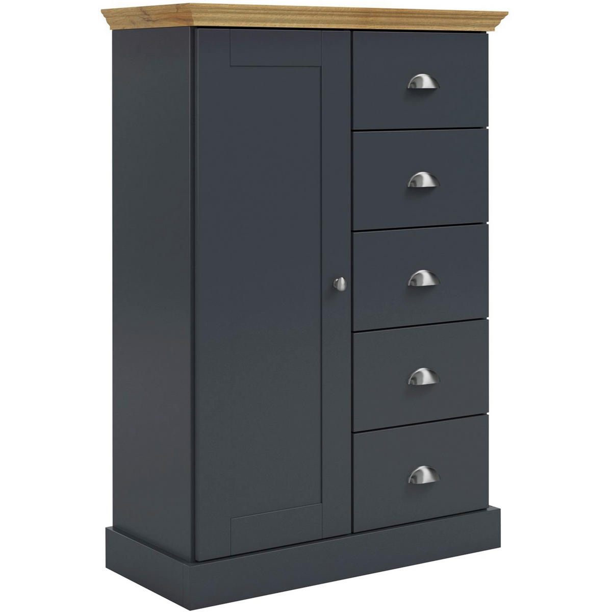 KOMMODE MURCIA, 75/110/35 cm, 5 Schublade(n)  - Eichefarben/Anthrazit, Design, Holzwerkstoff/Metall (75/110/35cm) - Livetastic