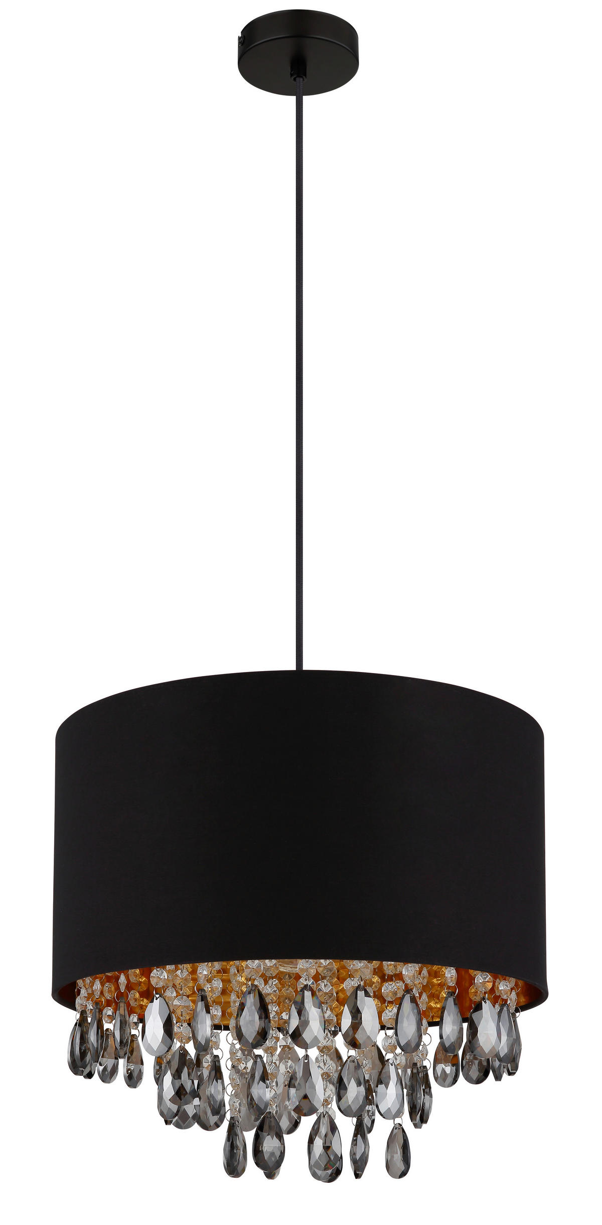 ZÁVĚSNÉ SVÍTIDLO, 40/120 cm  - šedá/černá, Konvenční, kov/textil (40/120cm) - Globo
