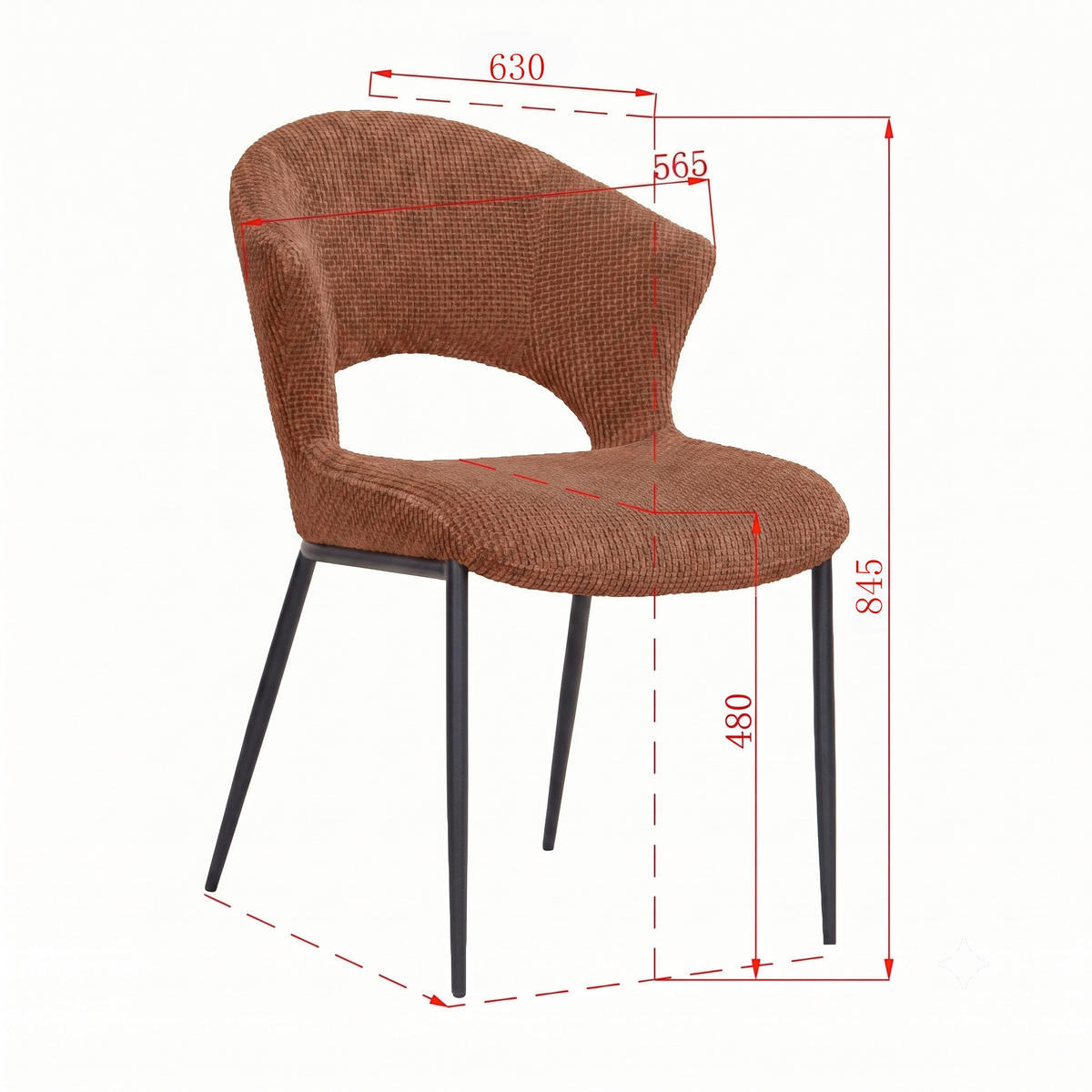 STUHL   Webstoff  Orange  - Schwarz/Orange, Design, Textil/Metall (56,5/83,5/63,5cm) - Stylife