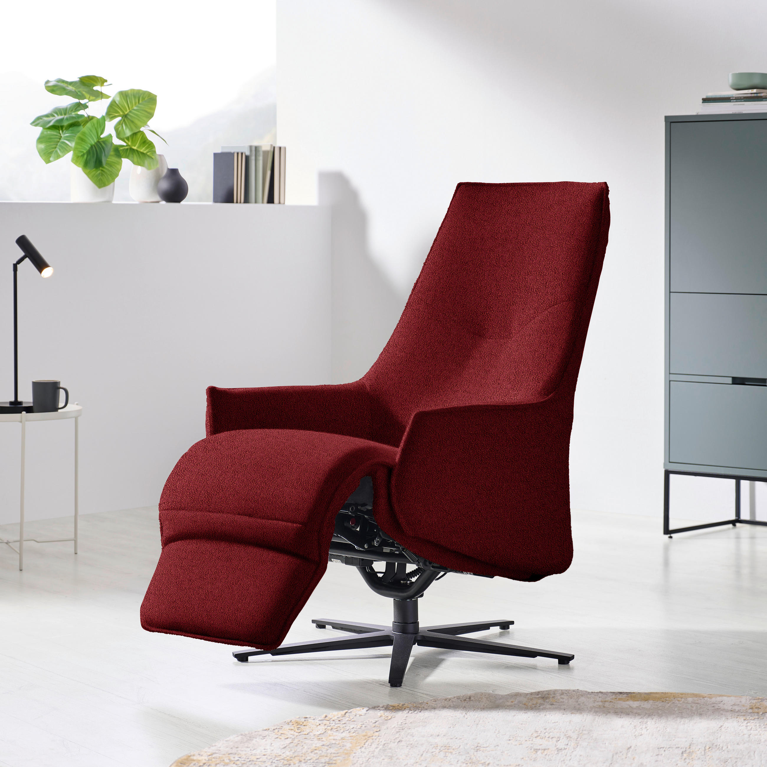 RELAXSESSEL in Textil Rot  - Anthrazit/Rot, Design, Textil/Metall (70/112/85cm) - Himolla