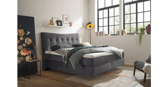 BOXSPRINGBETT 180/200 cm  in Grau  - Schwarz/Grau, Basics, Holzwerkstoff/Kunststoff (180/200cm) - Esposa