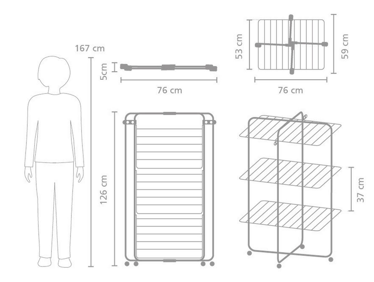 VERTIKALNA SUŠILICA ZA VEŠ - crna, Osnovno, metal (76,2/73,7/125,6cm) - Brabantia