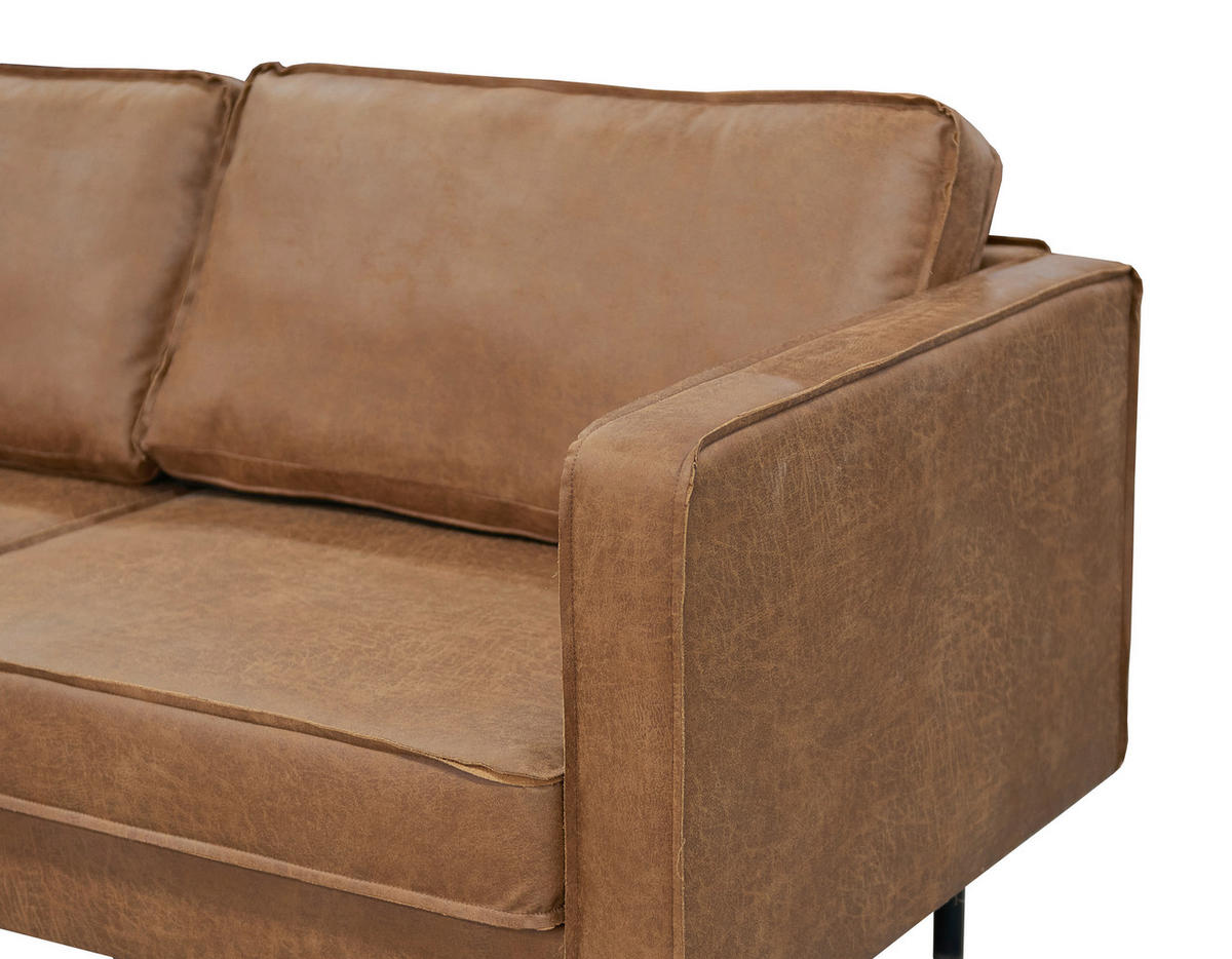 3-SITZER-SOFA in Lederlook Braun  - Schwarz/Braun, Design, Leder (275/84/90cm) - MID.YOU