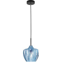 PENDELLEUCHTE Gallura 25/200 cm   - Blau/Schwarz, Design, Glas/Metall (25/200cm) - Fabas Luce