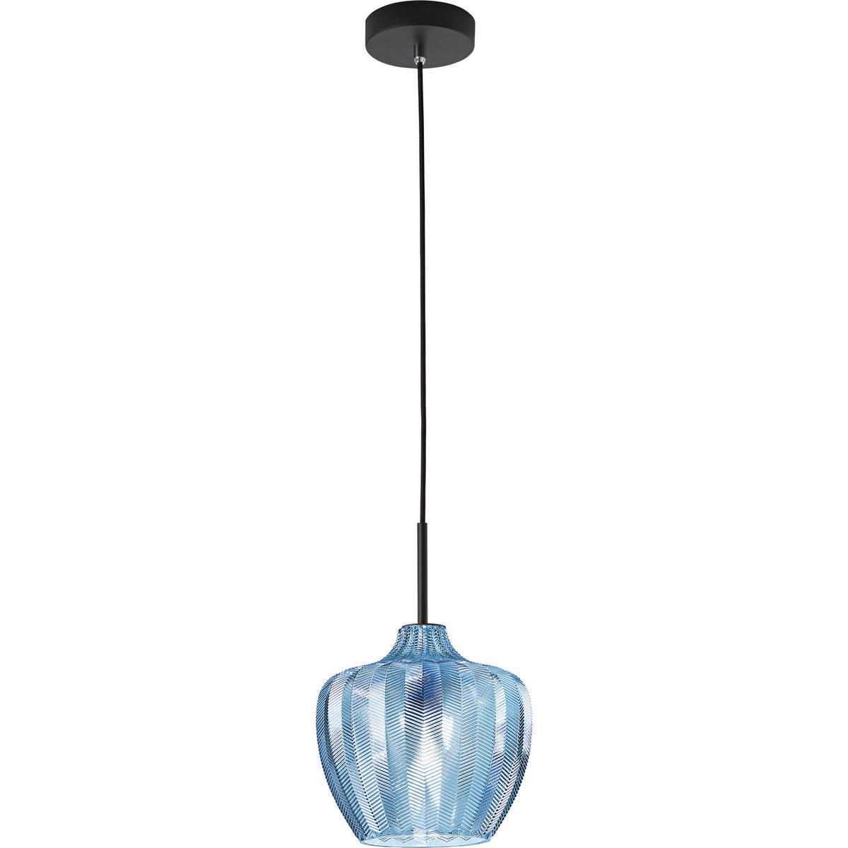 PENDELLEUCHTE Gallura 25/200 cm   - Blau/Schwarz, Design, Glas/Metall (25/200cm) - Fabas Luce