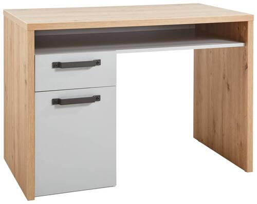 JUGENDSCHREIBTISCH 111,6/60,2/76,7 cm  in Grau, Eichefarben  - Dunkelgrau/Eichefarben, Modern, Holzwerkstoff/Metall (111,6/60,2/76,7cm) - Xora
