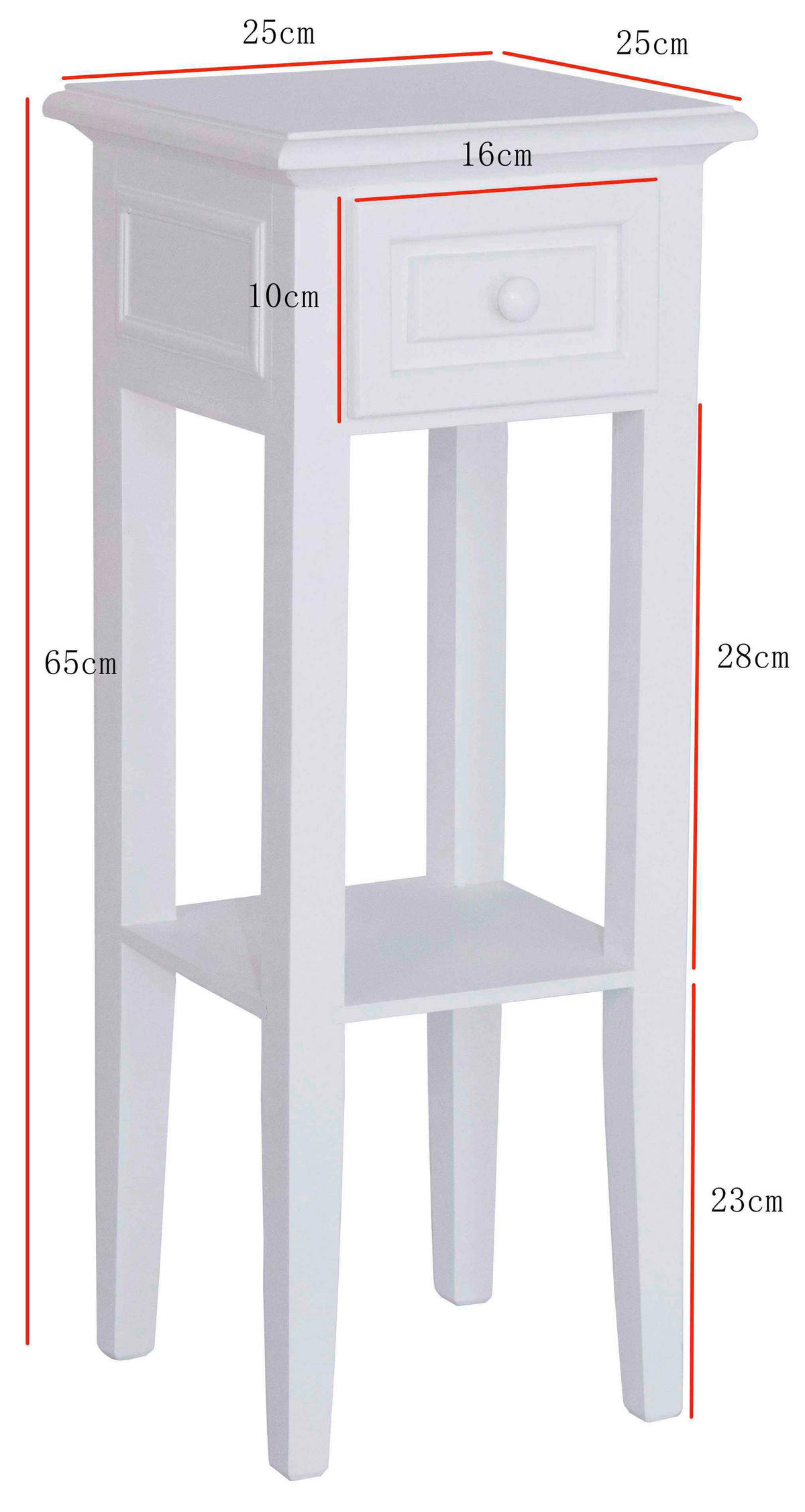 BEISTELLTISCH 25/25/67 cm Paulownia Weiß quadratisch  - Weiß, LIFESTYLE, Holz (25/25/67cm)