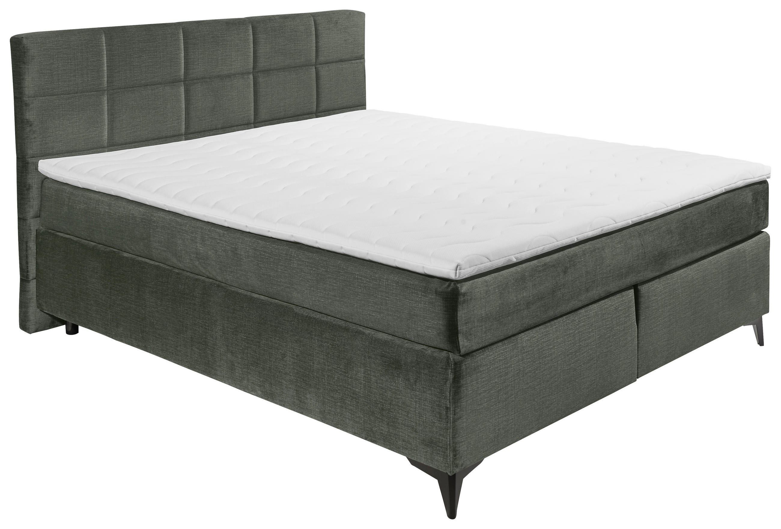 BOXSPRINGBETT 180/200 cm  in Dunkelgrün  - Dunkelgrün/Schwarz, Design, Holzwerkstoff/Kunststoff (180/200cm) - Xora