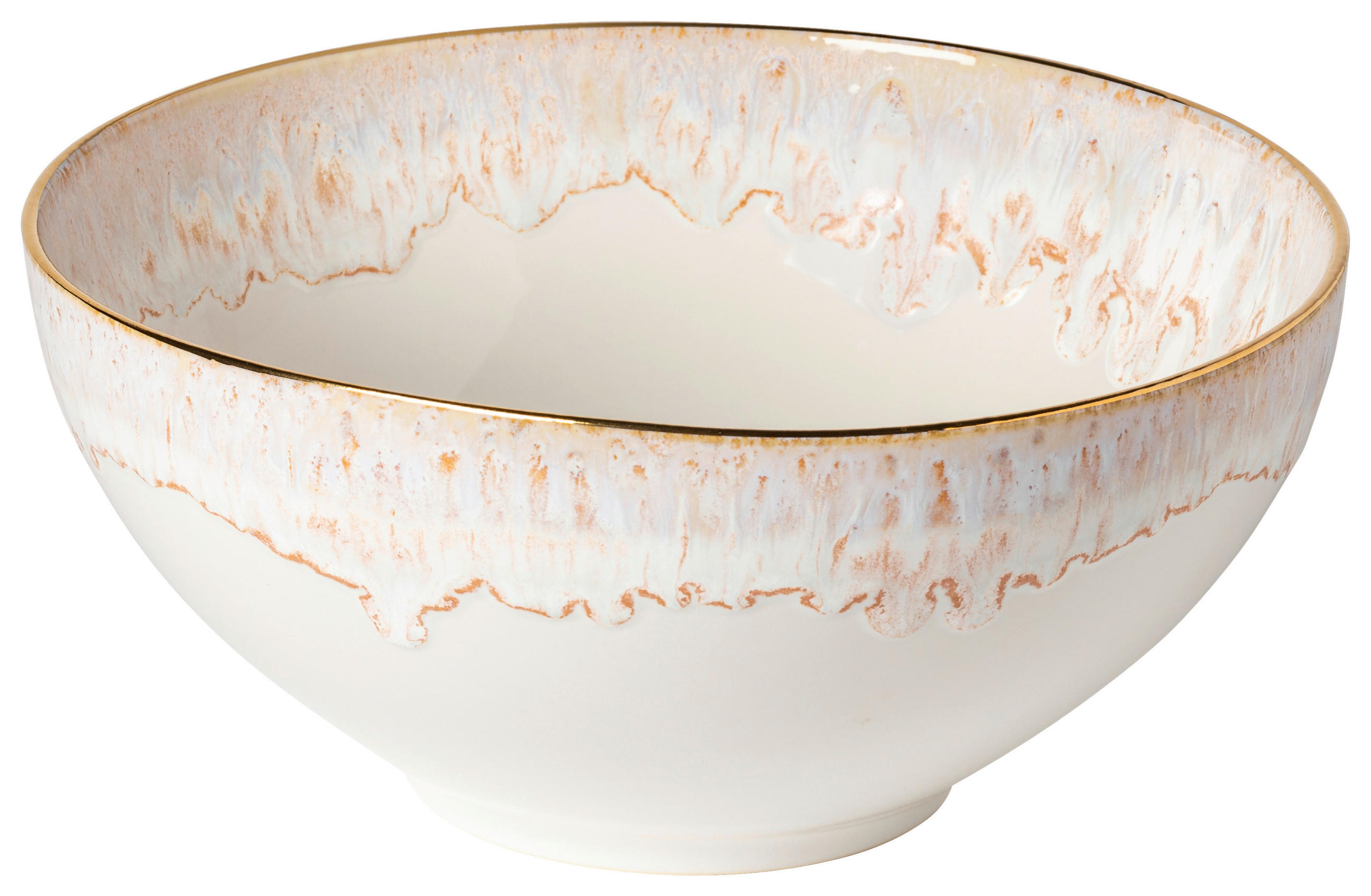 SERVIERPLATTE - Weiß Hochglanz/Goldfarben, Basics, Keramik (24/10/24cm) - Costa Nova