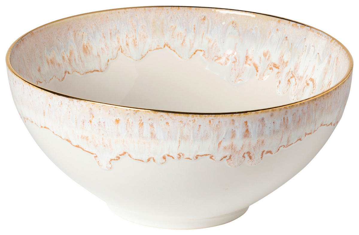 SERVIERPLATTE - Weiß Hochglanz/Goldfarben, Basics, Keramik (24/10/24cm) - Costa Nova