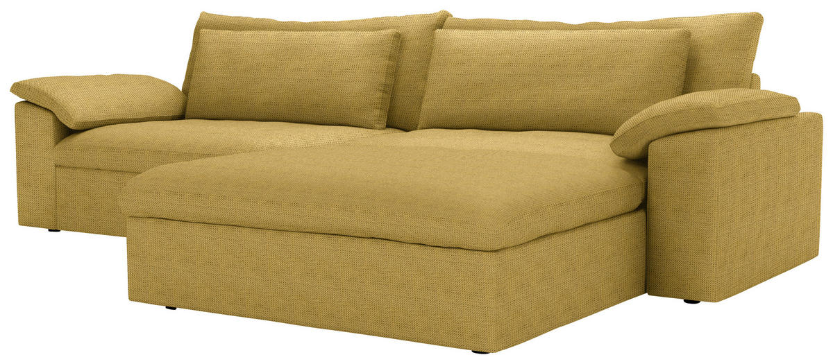 ECKSOFA  Chenille Currygelb  - Currygelb/Schwarz, Modern, Kunststoff/Textil (306/198cm) - Carryhome