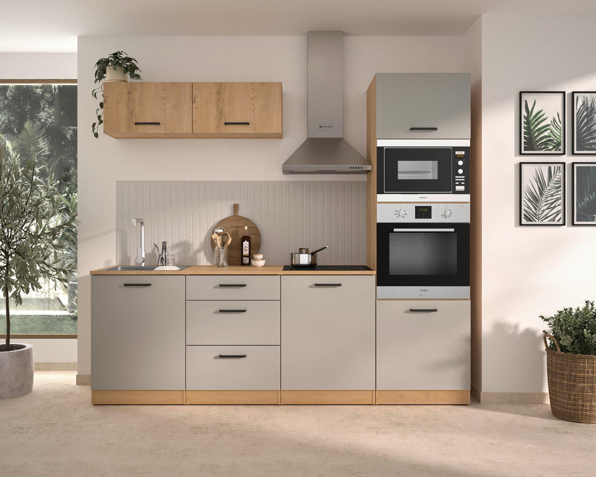 KÜCHENLEERBLOCK   in Beige, Beigebraun  - Beige/Beigebraun, Trend, Holzwerkstoff/Metall (240/211/60cm) - MID.YOU