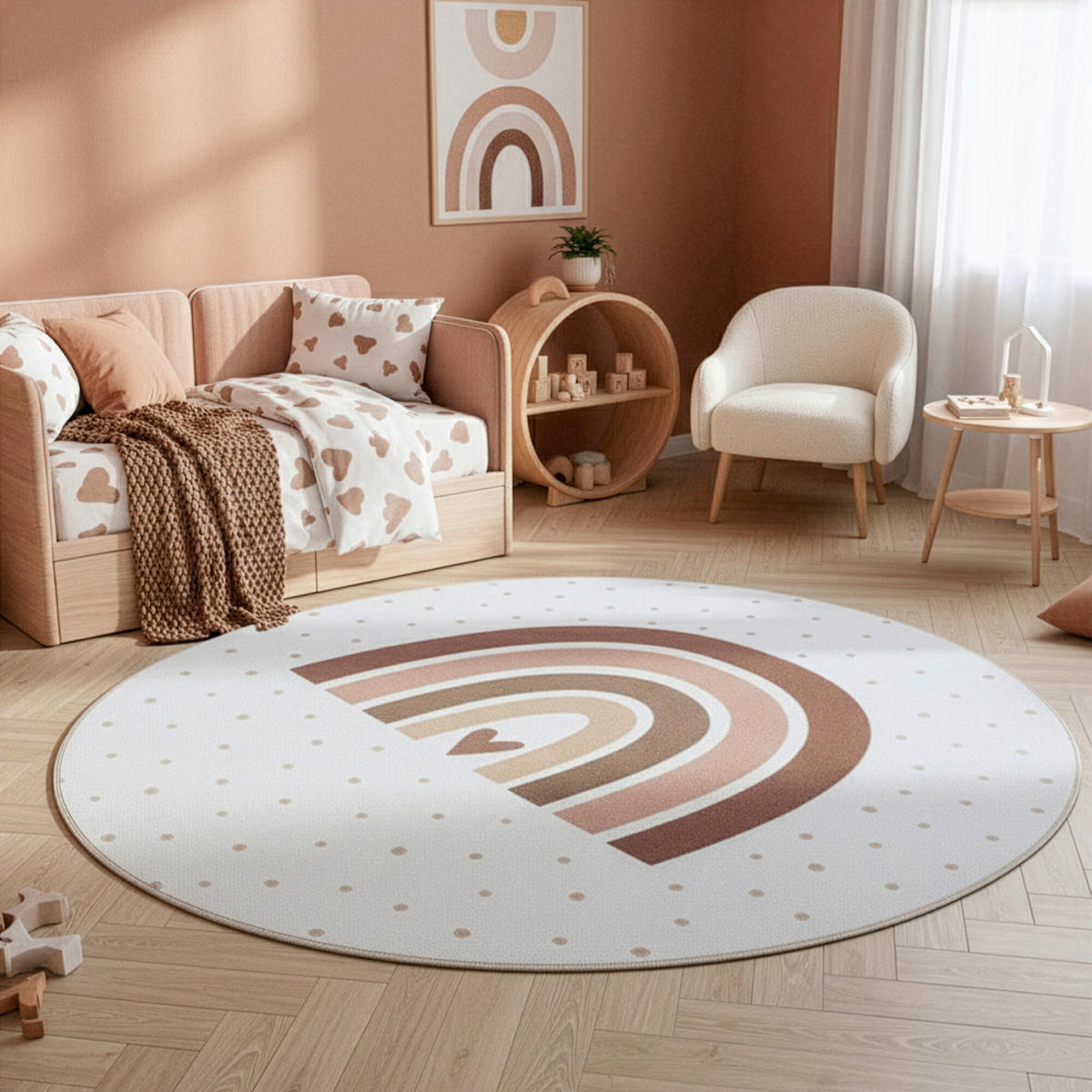 KINDERTEPPICH  Wohnzimmer 160/160 cm COCO Creme rund  - Creme, Trend, Kunststoff/Textil (160/160cm) - Ayyildiz 