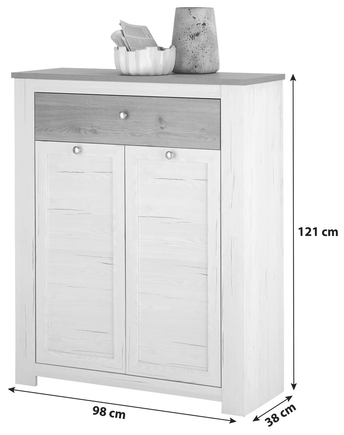SCHUHSCHRANK  in 98/121/38 cm  - Silberfarben/Weiß, LIFESTYLE, Holzwerkstoff/Kunststoff (98/121/38cm) - MID.YOU