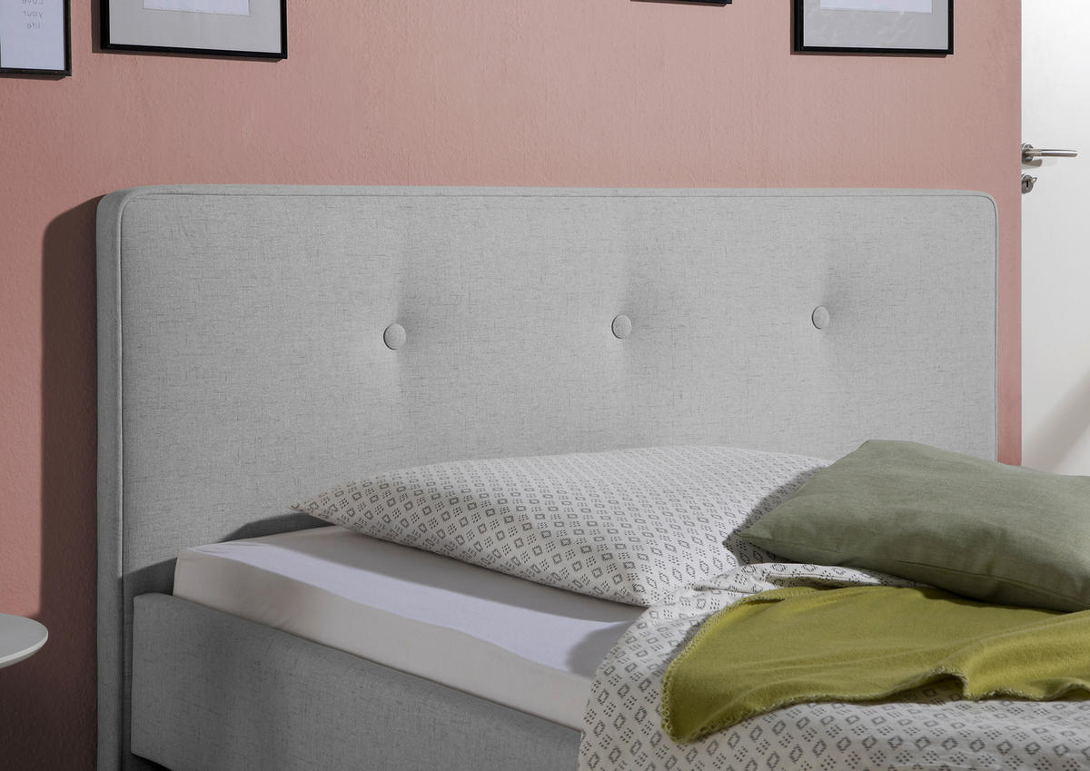 POLSTERBETT 200/200 cm,  in Hellgrau,  - Hellgrau/Naturfarben, MODERN, Holz/Textil (200/200cm) - Livetastic