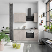 KÜCHENBLOCK Riva 180 cm  in Grau, Schieferfarben  - Schieferfarben/Edelstahlfarben, MODERN, Holzwerkstoff/Metall (180cm) - Nobilia