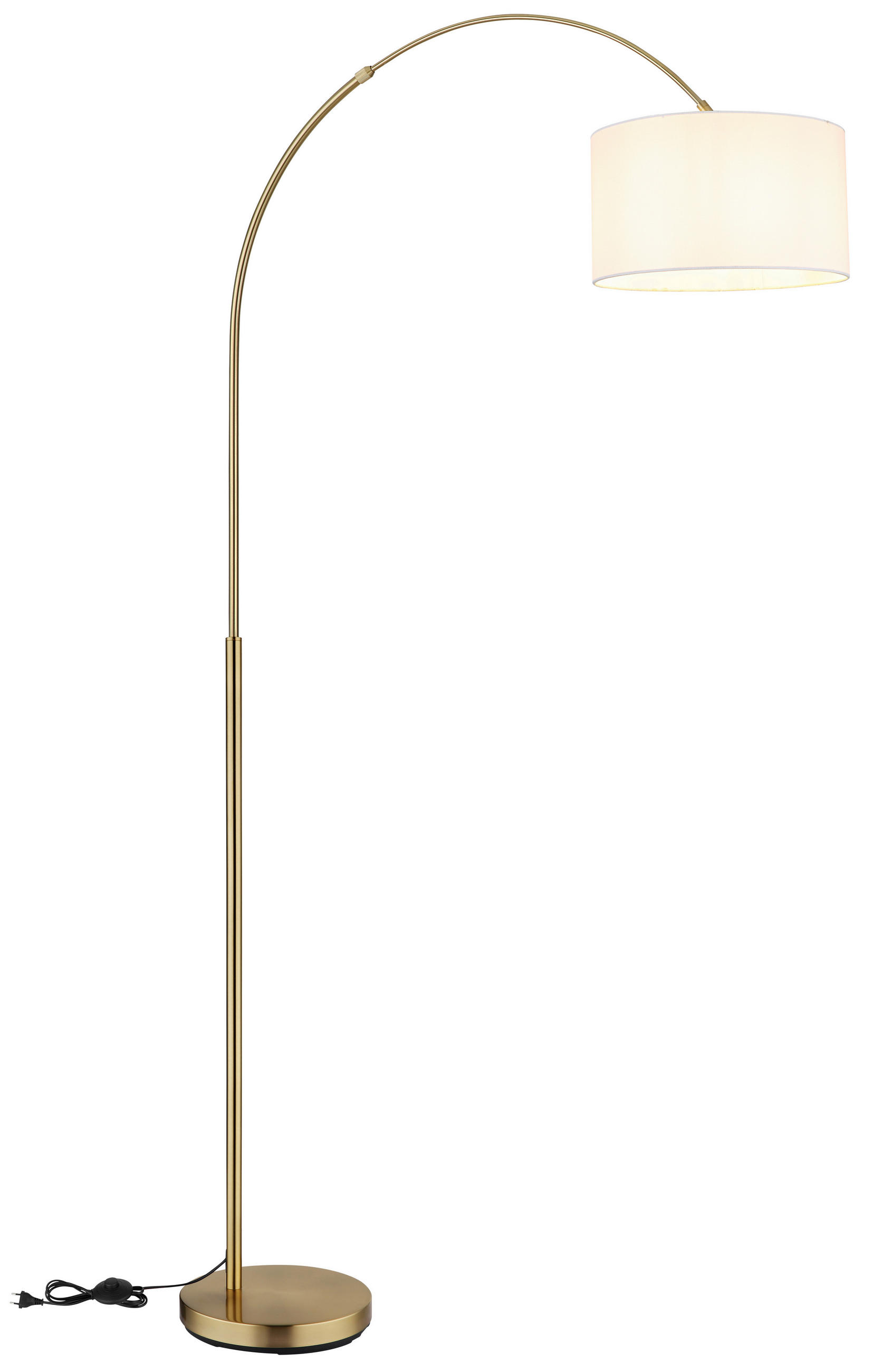 STEHLEUCHTE Truett 115/35/195 cm  - Messingfarben/Schwarz, Design, Kunststoff/Textil (115/35/195cm) - Globo