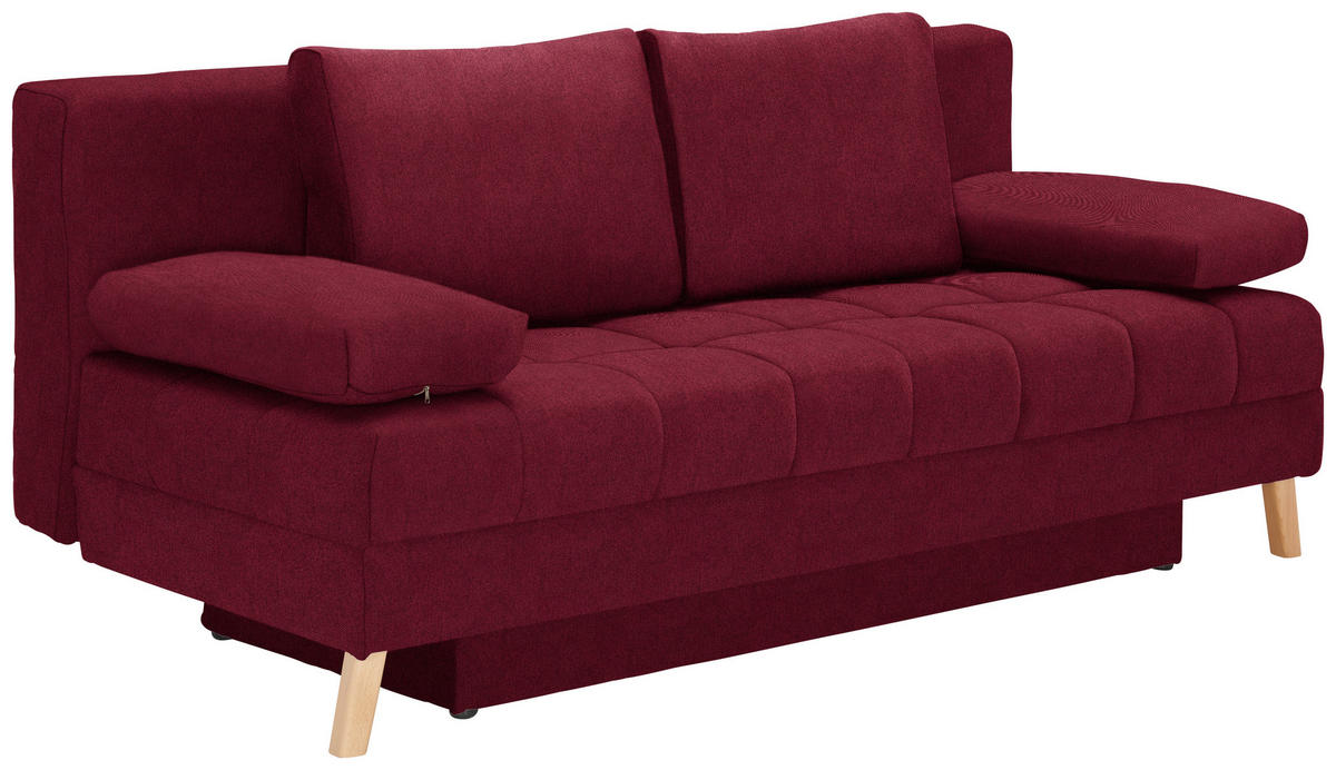 SCHLAFSOFA Webstoff Bordeaux  - Bordeaux/Naturfarben, Konventionell, Holz/Textil (195/90/90cm) - Cantus