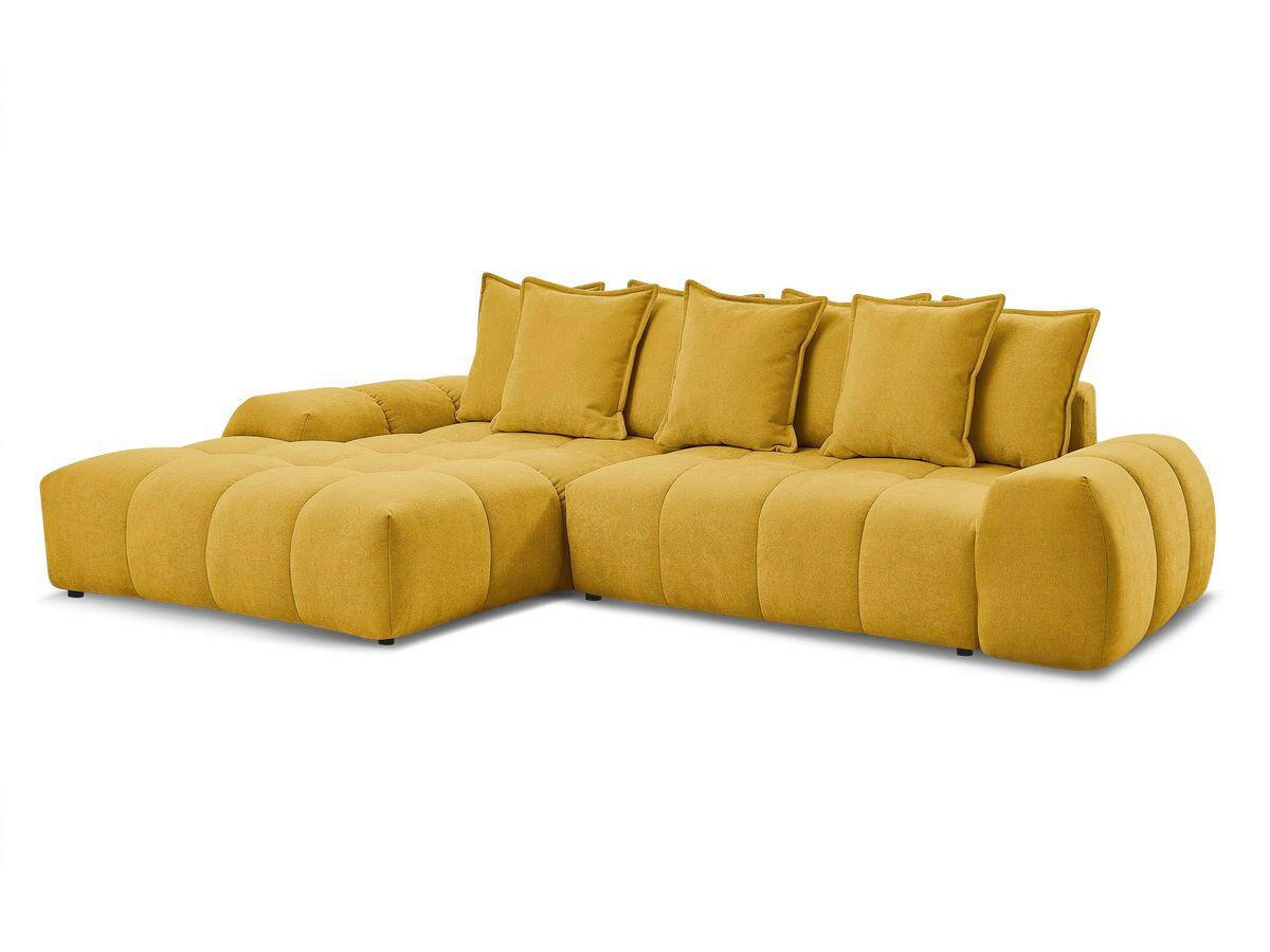 ECKSCHLAFSOFA EVEREST  mit Rücken echt, Armteil links, Armteil rechts Struktur Gelb  - Gelb/Schwarz, MODERN, Kunststoff/Textil (180/318cm) - Livetastic