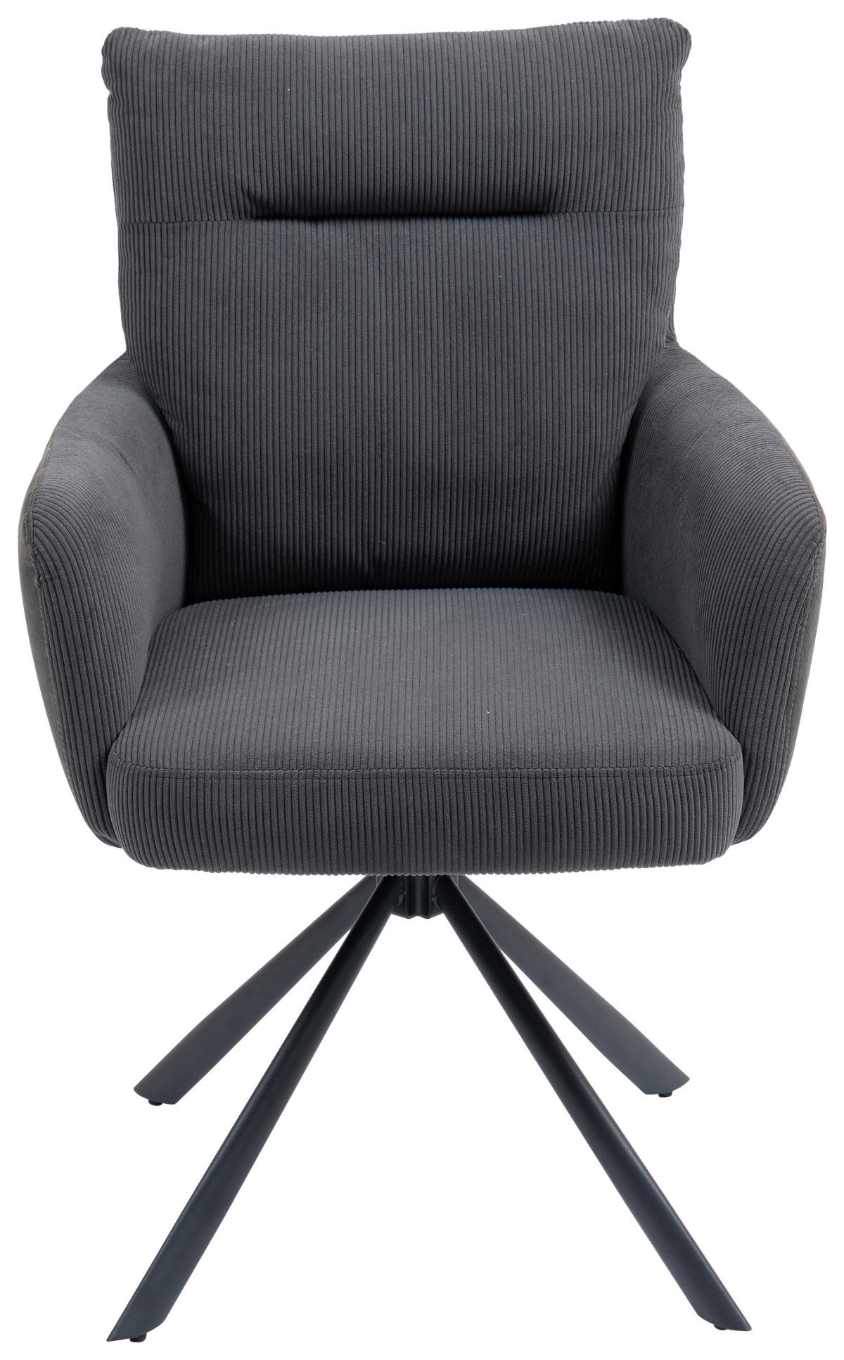 ARMLEHNSTUHL  in Eisen Cord  - Anthrazit/Schwarz, KONVENTIONELL, Textil/Metall (60/95/67cm) - MID.YOU