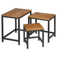 SADA ODKLÁDACÍCH STOLKŮ, sheesham, barvy sheesham - černá/barvy sheesham, Design, kov/dřevo (30/45/45cm) - MID.YOU