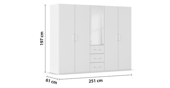 DREHTÜRENSCHRANK  in Weiß  - Weiß, Design, Glas/Holzwerkstoff (251/197/60cm) - Novel
