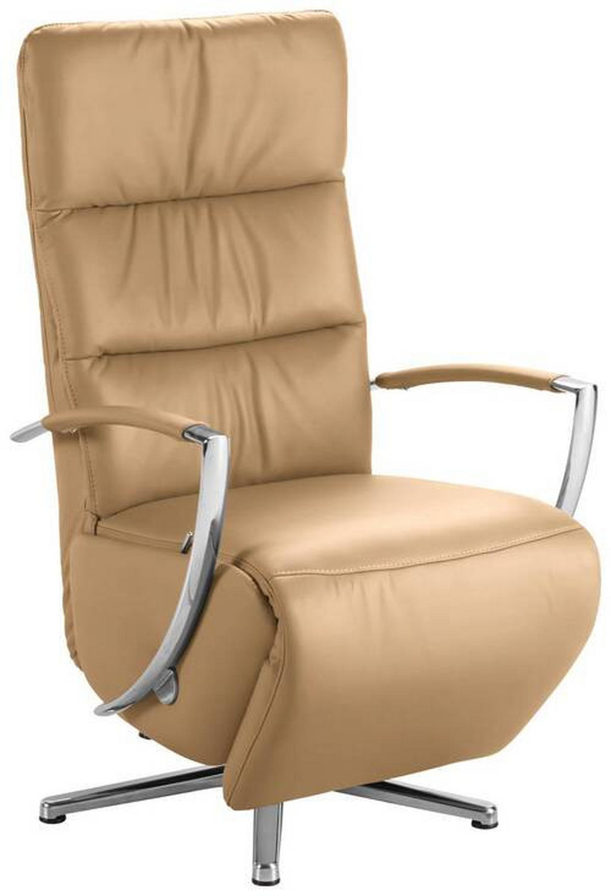 RELAXSESSEL in Leder Honig  - Chromfarben/Honig, Design, Leder/Metall (64/112/80cm) - Cantus