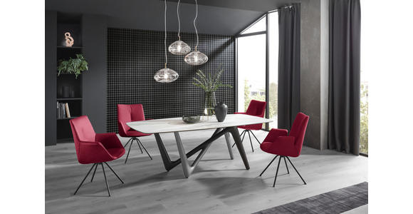 ARMLEHNSTUHL  Beinauswahl, Lederauswahl, Typenauswahl, Sitzfläche 360° drehbar  Echtleder  - Schwarz/Dunkelrot, Design, Leder/Metall (60/90/61cm) - Dieter Knoll