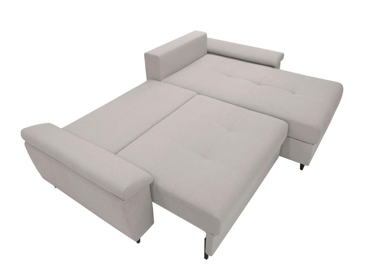 ECKSOFA GORDES in Hellgrau  - Hellgrau/Schwarz, Design, Holz/Textil (248/174cm) - MID.YOU