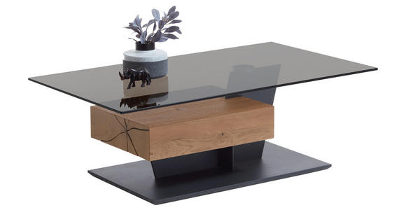 COUCHTISCH in Holz, Metall, Glas 120/70/45 cm - Eichefarben/Anthrazit, Natur, Glas/Holz (120/70/45cm) - Valnatura