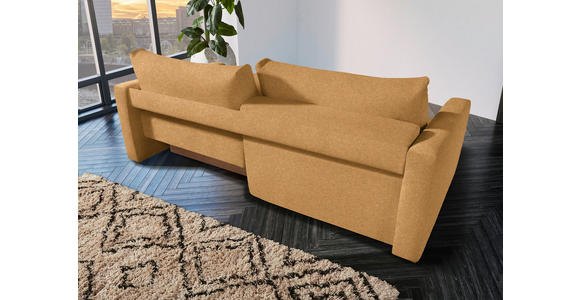 2,5-SITZER  in Flachgewebe Currygelb  - Currygelb/Schwarz, Design, Kunststoff/Textil (240/70/125cm) - Xora