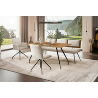 STUHL Mikrofaser, Webstoff Schwarz, Beige  - Beige/Schwarz, Design, Textil/Metall (49/91/60cm) - Moderano