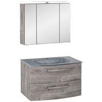 FÜRDŐSZOBABÚTOR - szürke tölgy/tölgyfa színű, Konventionell, faalapú anyag/üveg (80cm) - Held