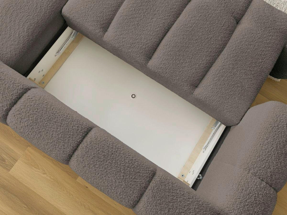 ECKSCHLAFSOFA FUJI Bouclé Taupe  inkl.  - Taupe/Schwarz, MODERN, Kunststoff/Textil (292/160cm)