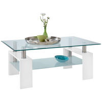 COUCHTISCH 100/60/45 cm Klarglas, Milchglas rechteckig Weiß Hochglanz  - Weiß Hochglanz, Design, Glas/Holzwerkstoff (100/60/45cm) - Carryhome