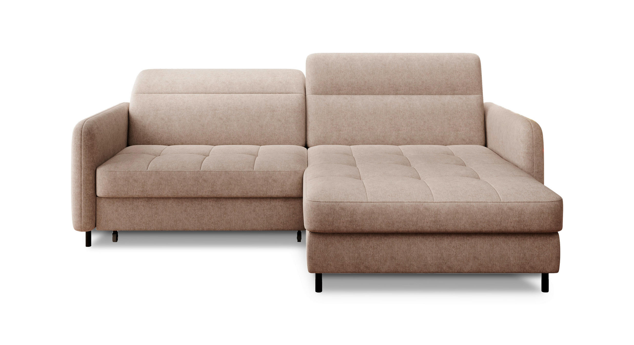 ECKSOFA in Velours Beige  228/165 cm  - Beige/Schwarz, Design, Textil/Metall (228/165cm) - MID.YOU